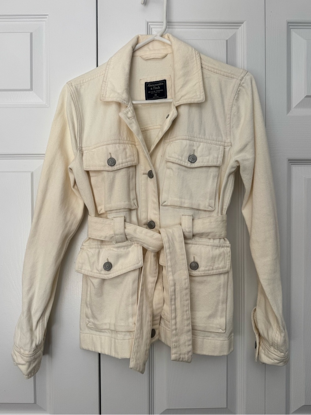 Abercrombie & Fitch Ivory Denim Utility Safari Jacket Belted XS